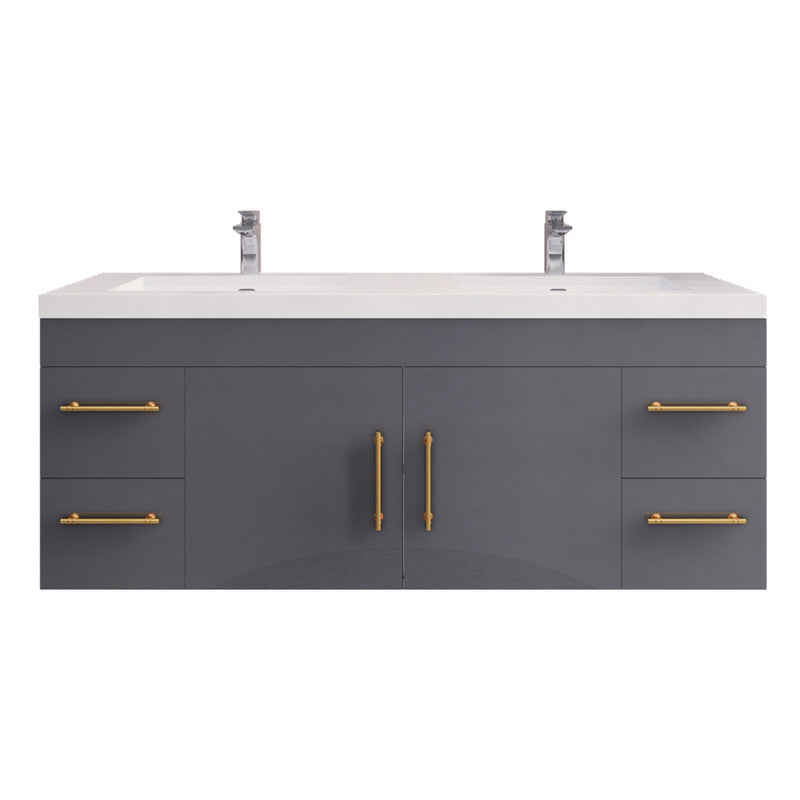 Elsa 60" Wall Mounted Bathroom Vanity with Reinforced Acrylic Integrated Sink Top