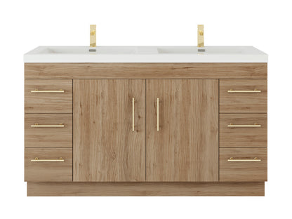 Elsa 60" Freestanding Bathroom Vanity with Reinforced Acrylic Integrated Sink Top