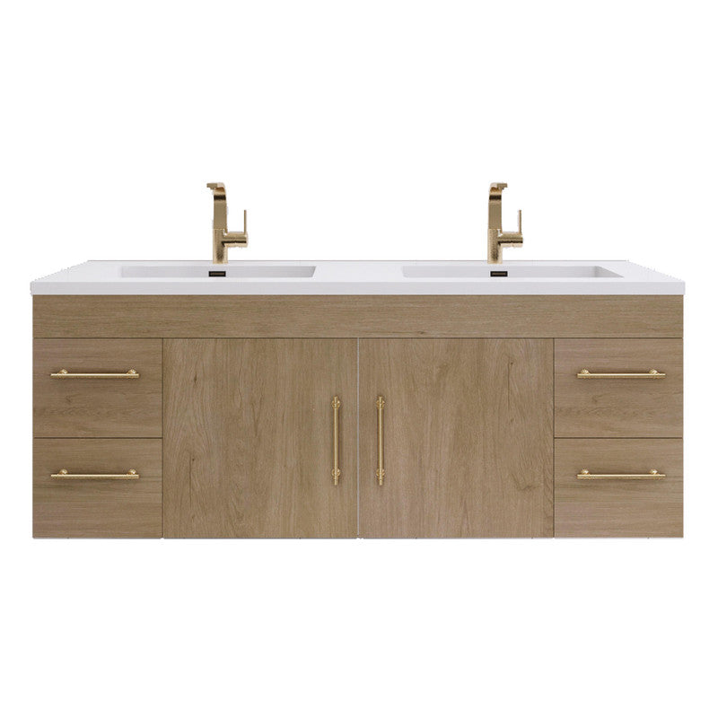 Elsa 60" Wall Mounted Bathroom Vanity with Reinforced Acrylic Integrated Sink Top