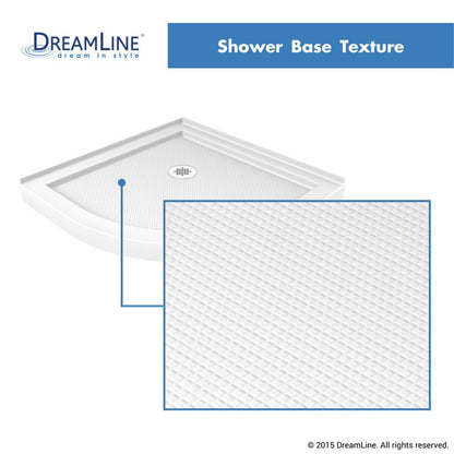 Prime Semi-Frameless Corner Enclosure Center Sliding Shower Door Kit with Subway Style Wall and White Shower Base Pan and Corner Drain