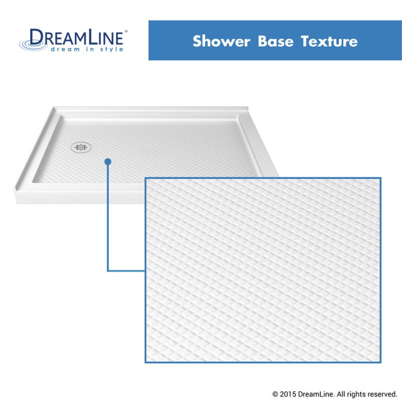 Cornerview Framed Corner Enclosure Center Sliding Shower Door Kit with Subway Style Wall and White Shower Base Pan