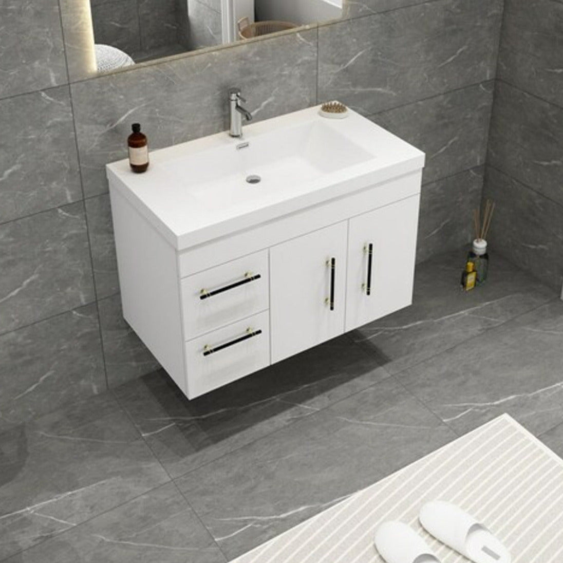 Elsa 36" Wall Mounted Bathroom Vanity with Reinforced Acrylic Sink