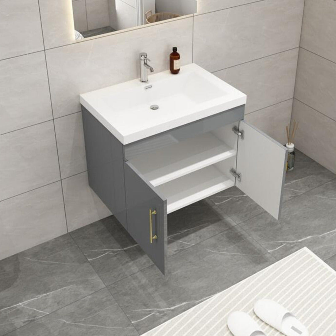 Elsa 30" Wall Mounted Bathroom Vanity with Reinforced Acrylic Sink