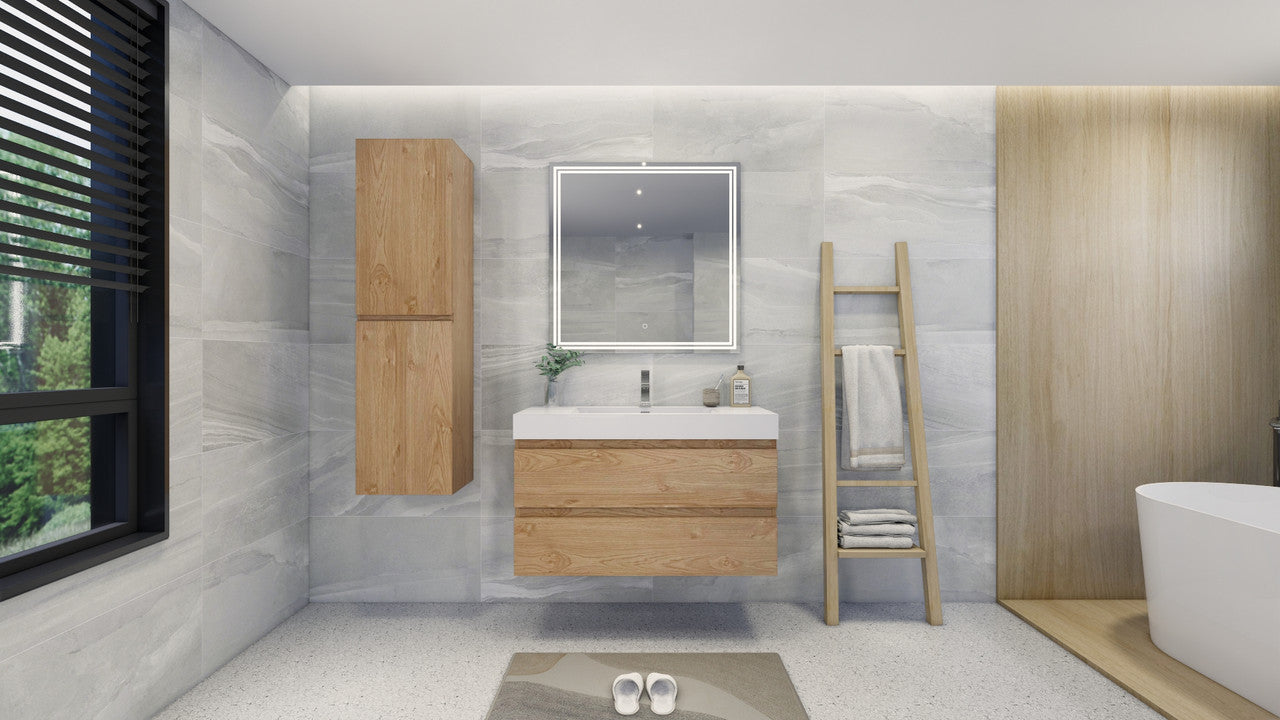 Fortune 42" Wall Mounted Bathroom Vanity with Reinforced Acrylic Integrated Sink Top