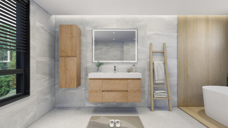 Fortune 48" Wall Mounted Bathroom Vanity with Reinforced Acrylic Integrated Sink Top