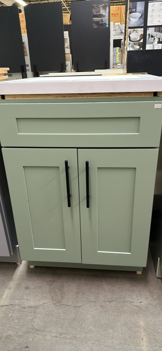 [CLEARANCE] 24" Sage Green Solid Wood Vanity Cabinet – Floor Sample Deal!