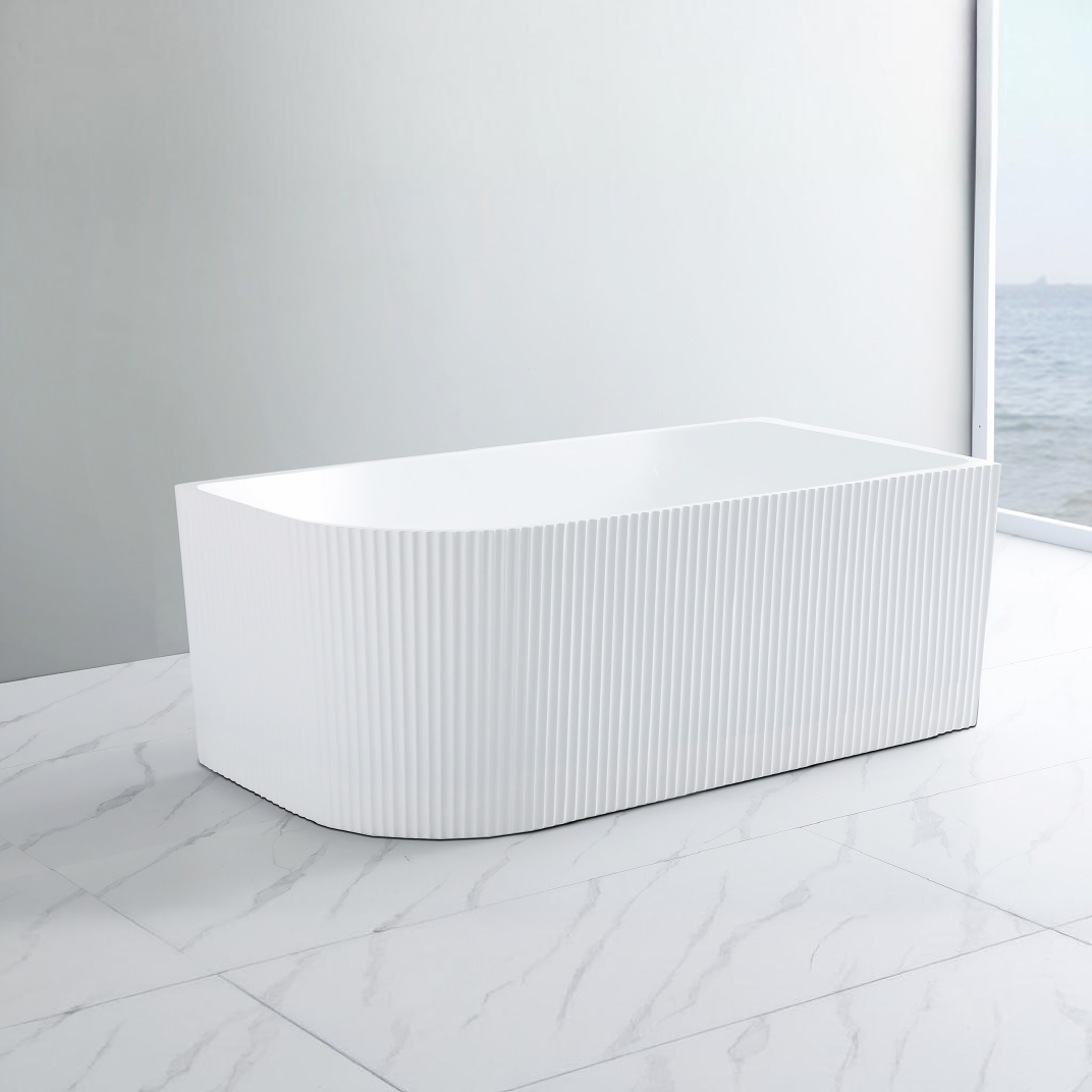 Misty Fluted 59" Freestanding Corner Bathtub