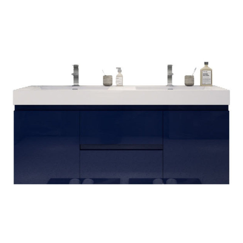 Fortune 60" Wall Mounted Bathroom Vanity with Reinforced Acrylic Sink