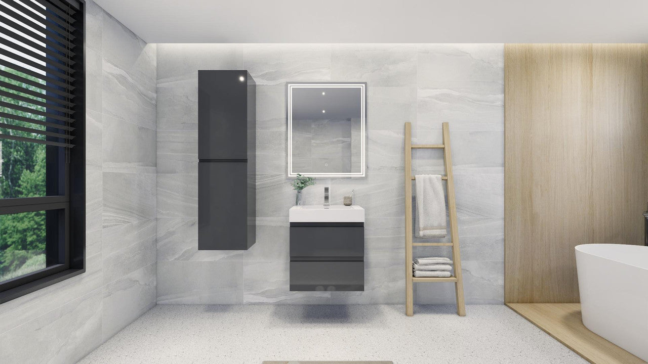 Fortune 24" Wall Mounted Bathroom Vanity with Reinforced Acrylic Integrated Sink Top