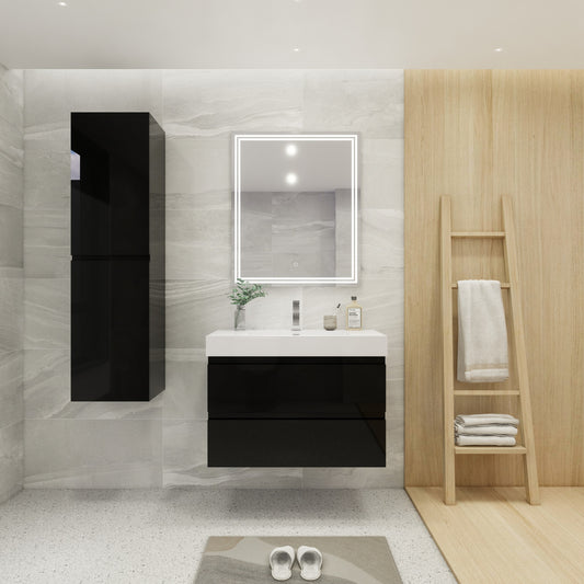 Fortune 36" Wall Mounted Bathroom Vanity with Reinforced Acrylic Integrated Sink Top