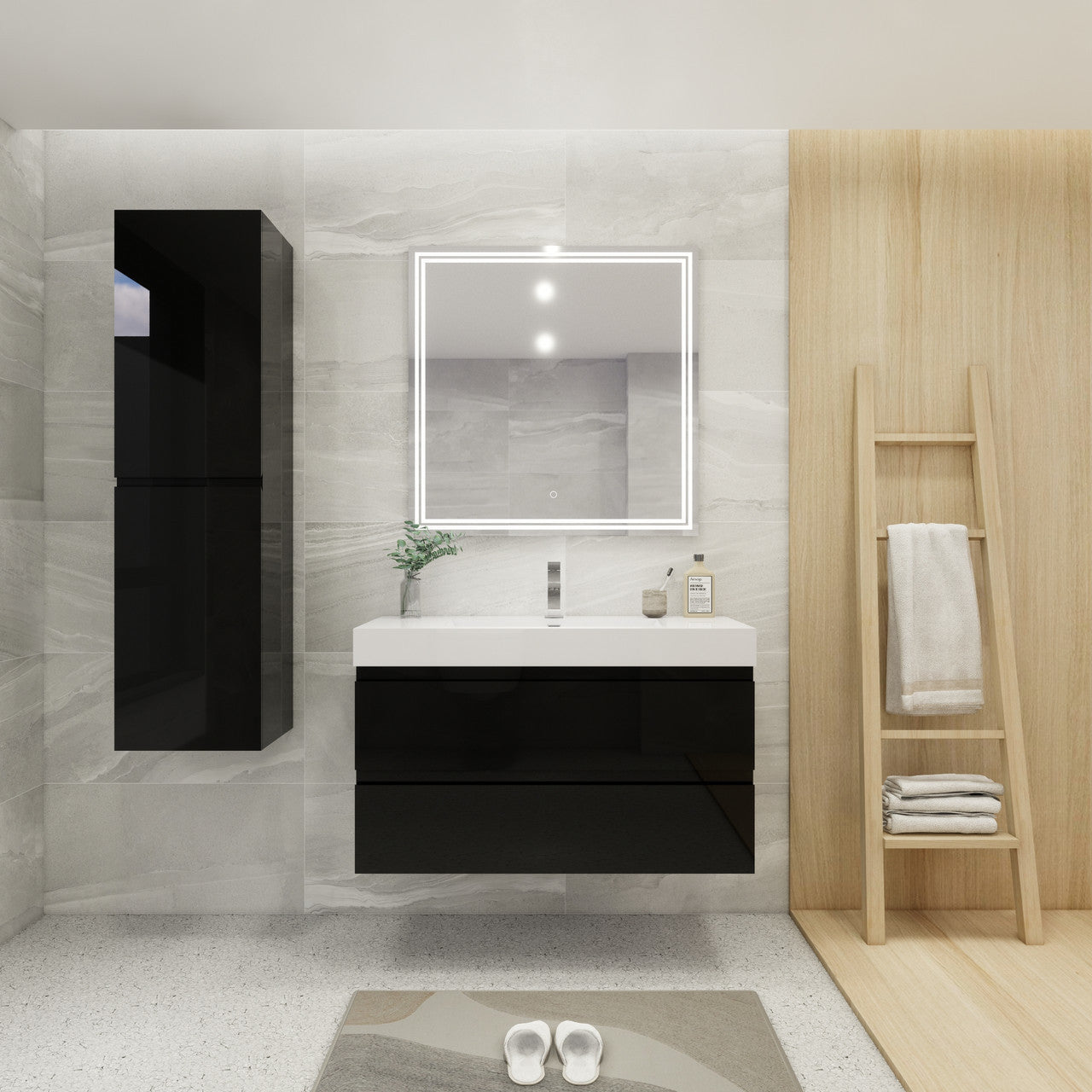 Fortune 42" Wall Mounted Bathroom Vanity with Reinforced Acrylic Integrated Sink Top