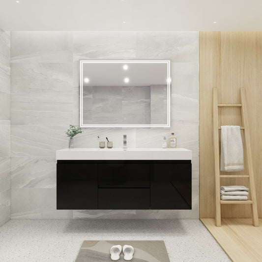 Fortune 60" Wall Mounted Bathroom Vanity with Reinforced Acrylic Integrated Sink Top