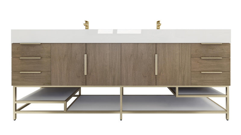 Bethany 84" Freestanding Bathroom Vanity with Reinforced Acrylic Integrated Sink Top