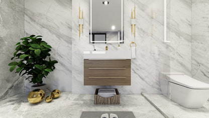 Bethany 30" Wall Mounted Bathroom Vanity with Reinforced Acrylic Integrated Sink Top