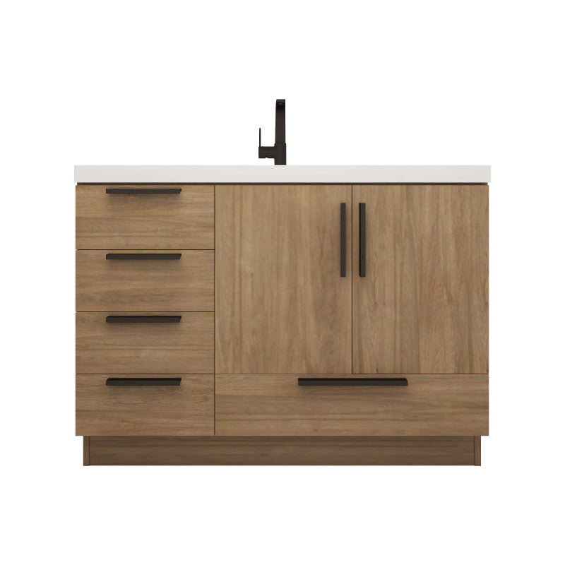 Carla 48" Freestanding Bathroom Vanity with Reinforced Acrylic Integrated Sink Top