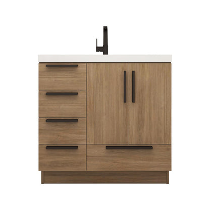 Carla 36" Freestanding Bathroom Vanity with Reinforced Acrylic Integrated Sink Top