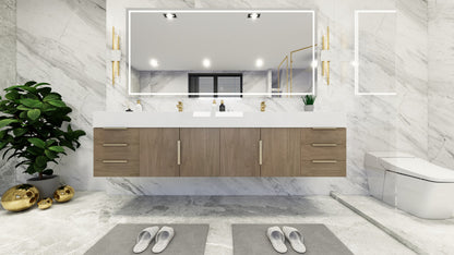 Bethany 84" Wall Mounted Bathroom Vanity with Reinforced Acrylic Integrated Sink Top
