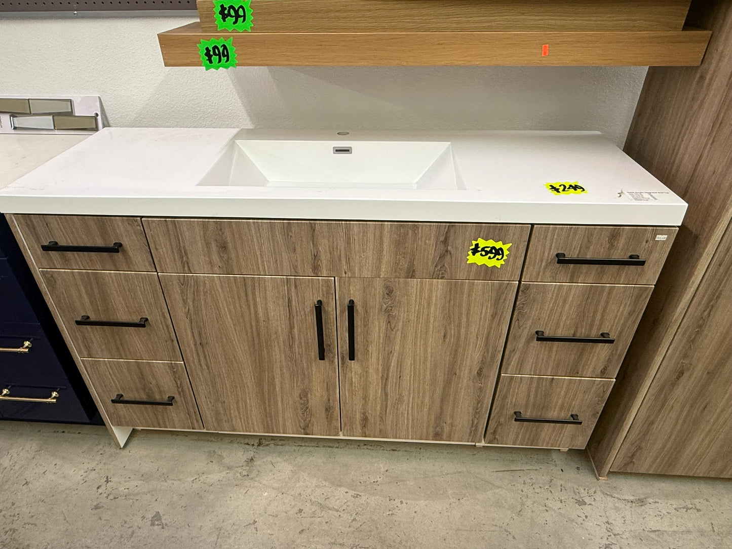 [CLEARANCE] 60" GC Collection Palomino Vanity [BASE ONLY] with 18" Linen Cabinet