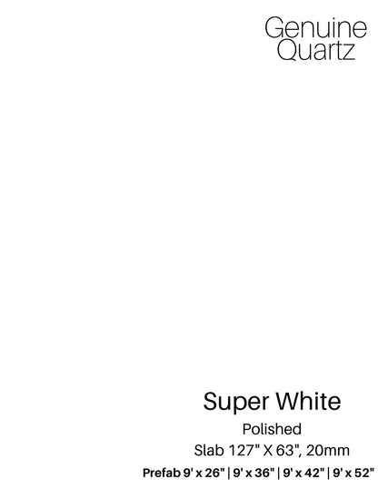 Super White Sintera Silica-Free Quartz Slab