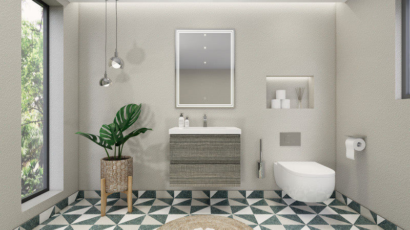 Bohemia Lina 30" Wall Mounted Bathroom Vanity with Reinforced Acrylic Integrated Sink Top
