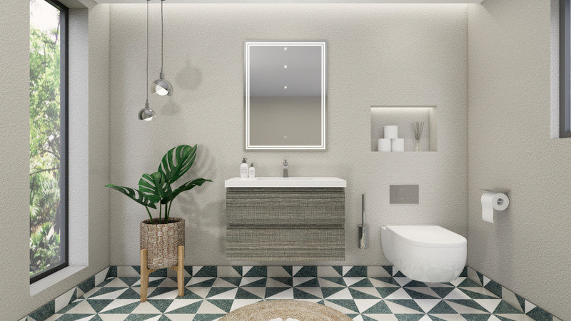 Bohemia Lina 36" Wall Mounted Bathroom Vanity with Reinforced Acrylic Integrated Sink Top