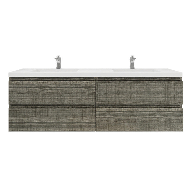 Bohemia Lina 72" Wall Mounted Bathroom Vanity with Reinforced Acrylic Integrated Sink Top