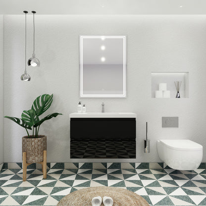 Bohemia Lina 36" Wall Mounted Bathroom Vanity with Reinforced Acrylic Integrated Sink Top