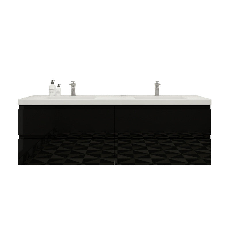 Bohemia Lina 72" Wall Mounted Bathroom Vanity with Reinforced Acrylic Integrated Sink Top