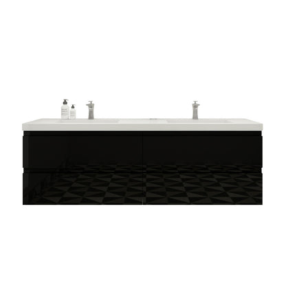 Bohemia Lina 72" Wall Mounted Bathroom Vanity with Reinforced Acrylic Integrated Sink Top