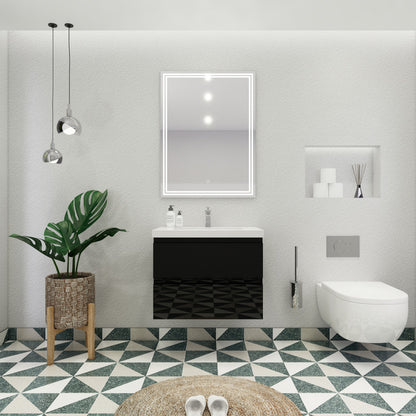 Bohemia Lina 30" Wall Mounted Bathroom Vanity with Reinforced Acrylic Integrated Sink Top
