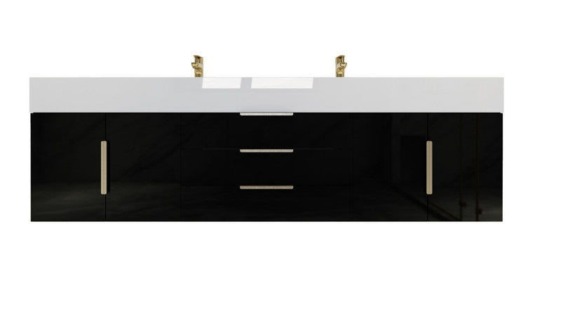 Bethany 72" Wall Mounted Bathroom Vanity with Reinforced Acrylic Integrated Sink Top