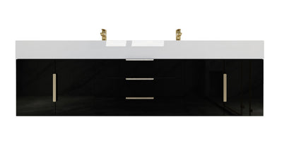 Bethany 72" Wall Mounted Bathroom Vanity with Reinforced Acrylic Integrated Sink Top