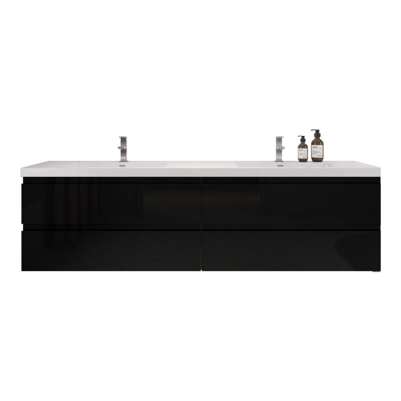 Bohemia Lina 84" Wall Mounted Bathroom Vanity with Reinforced Acrylic Integrated Sink Top
