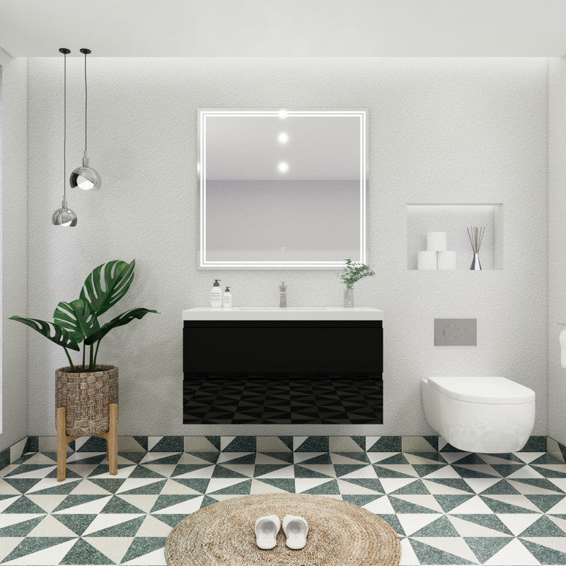 Bohemia Lina 42" Wall Mounted Bathroom Vanity with Reinforced Acrylic Integrated Sink Top