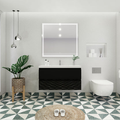 Bohemia Lina 42" Wall Mounted Bathroom Vanity with Reinforced Acrylic Integrated Sink Top