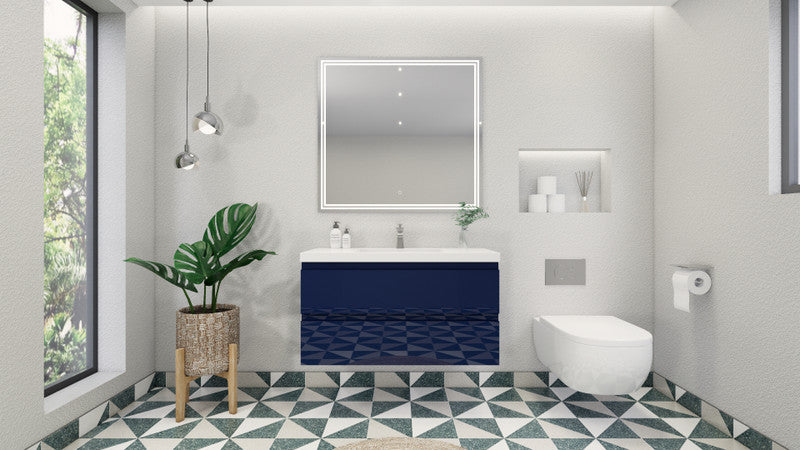 Bohemia Lina 42" Wall Mounted Bathroom Vanity with Reinforced Acrylic Integrated Sink Top