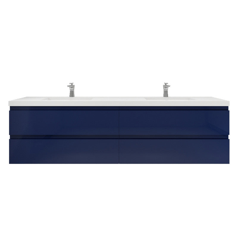 Bohemia Lina 84" Wall Mounted Bathroom Vanity with Reinforced Acrylic Integrated Sink Top
