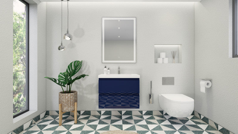Bohemia Lina 30" Wall Mounted Bathroom Vanity with Reinforced Acrylic Integrated Sink Top