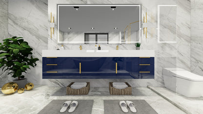 Bethany 84" Wall Mounted Bathroom Vanity with Reinforced Acrylic Integrated Sink Top
