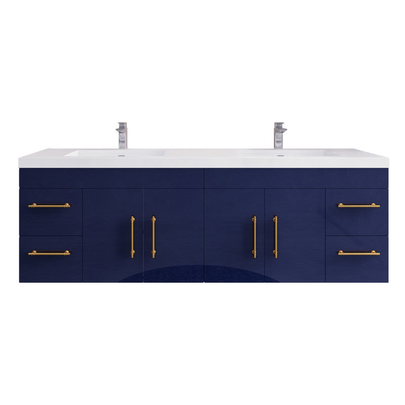 Elsa 72" Wall Mounted Bathroom Vanity with Reinforced Acrylic Integrated Sink Top