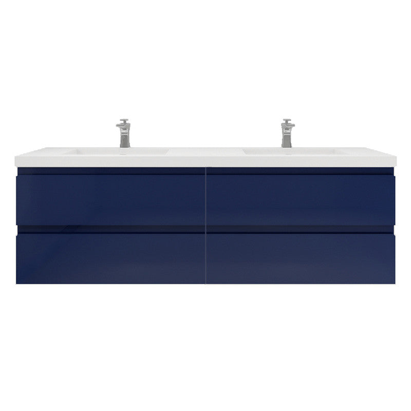 Bohemia Lina 72" Wall Mounted Bathroom Vanity with Reinforced Acrylic Integrated Sink Top