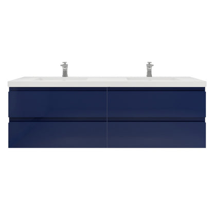 Bohemia Lina 72" Wall Mounted Bathroom Vanity with Reinforced Acrylic Integrated Sink Top