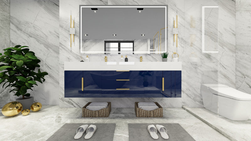 Bethany 72" Wall Mounted Bathroom Vanity with Reinforced Acrylic Integrated Sink Top