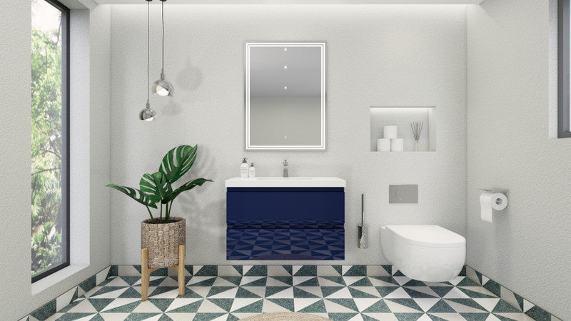 Bohemia Lina 36" Wall Mounted Bathroom Vanity with Reinforced Acrylic Integrated Sink Top