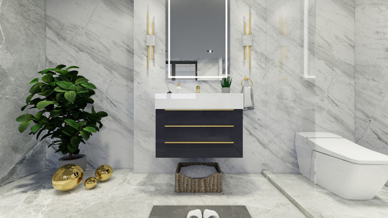 Bethany 30" Wall Mounted Bathroom Vanity with Reinforced Acrylic Integrated Sink Top