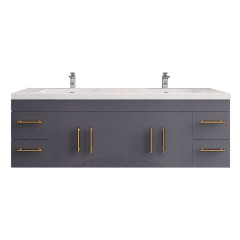 Elsa 72" Wall Mounted Bathroom Vanity with Reinforced Acrylic Integrated Sink Top