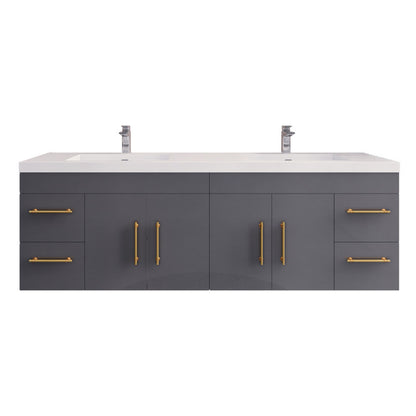 Elsa 72" Wall Mounted Bathroom Vanity with Reinforced Acrylic Integrated Sink Top