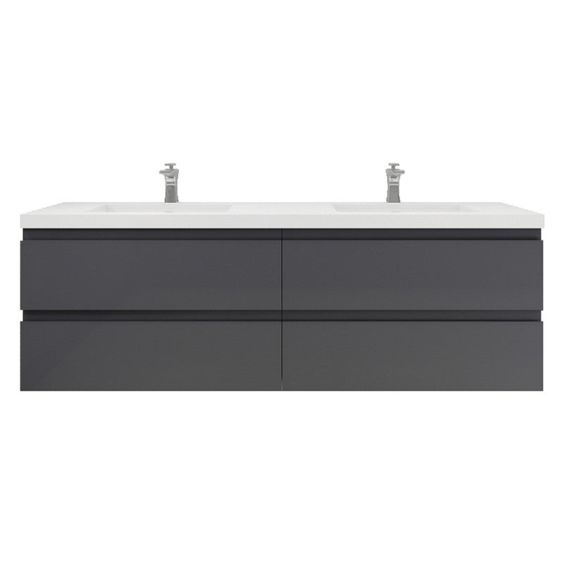 Bohemia Lina 72" Wall Mounted Bathroom Vanity with Reinforced Acrylic Integrated Sink Top