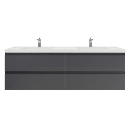 Bohemia Lina 72" Wall Mounted Bathroom Vanity with Reinforced Acrylic Integrated Sink Top