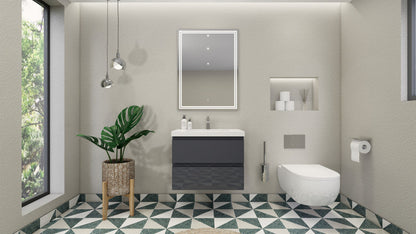 Bohemia Lina 30" Wall Mounted Bathroom Vanity with Reinforced Acrylic Integrated Sink Top